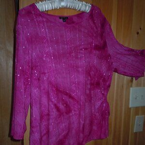 NWT!!  Sami & Jo GORGEOUS PINK ,Side Tie-UP,  XL Sequins Galore TUNIC